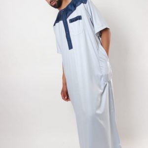 qamis bleu et blanc
